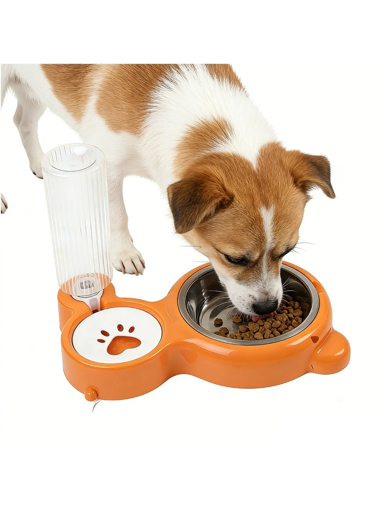 MASINGAA Cat Dog Food Dish Bowl, Pet Food Dish Bowl And Auto Gravity Pet Water Dispenser, Cat Bowl Set For Small Medium Dogs And Cats(Orange) - Image 2